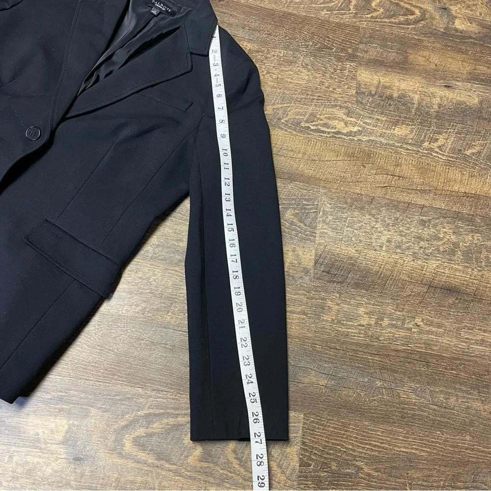 Talbots Blazer Women’s 12 Black Lined 2 Button Minimalist Coat Career Jacket - Picture 9 of 11